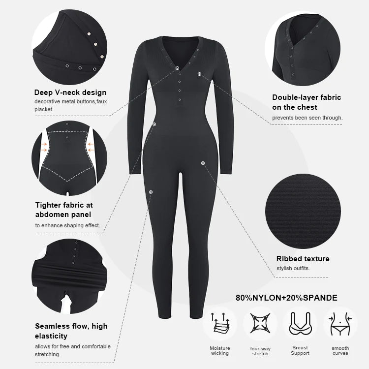 Tia Ribbed Waist Control Jumpsuit